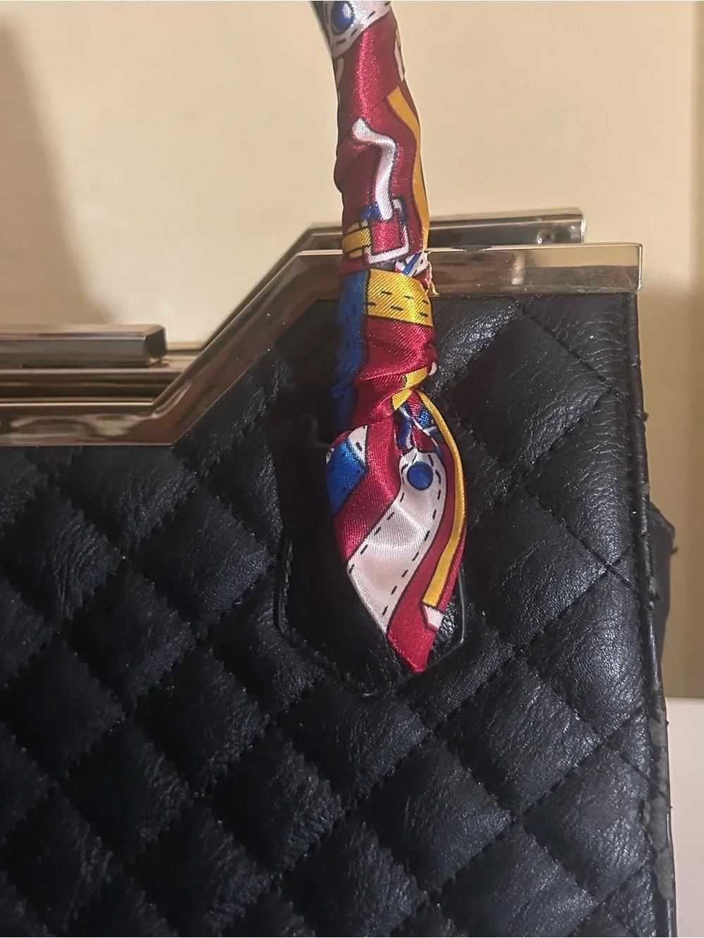 2 Twilly Satin Handbag Headband Scarf Burgundy Red Yellow Blue